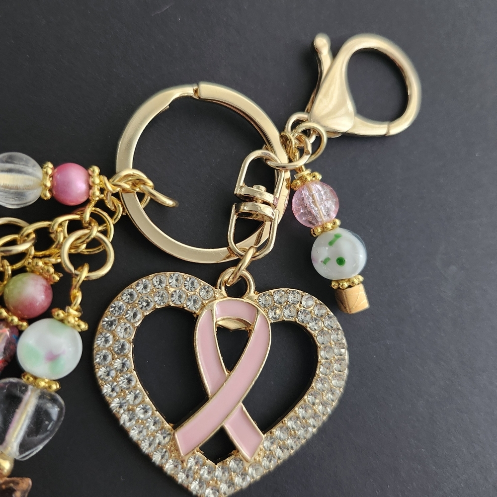 Cancer Survivor Support Purse Charm or Keychain Jasper Tourmaline Handcrafted